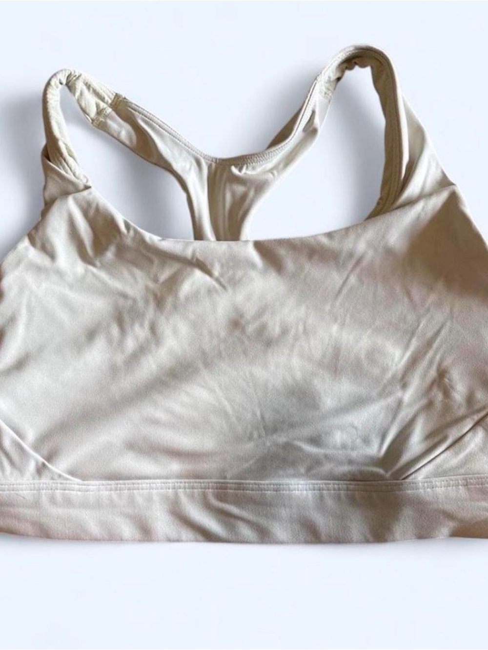 Athleta Neutral Cream Racerback Sports Bra